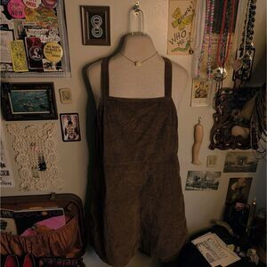 Corduroy Overall Mini Dress Women's Medium/Large Dark Brown American Eagle